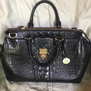 Stunning black alligator Brahmin satchel